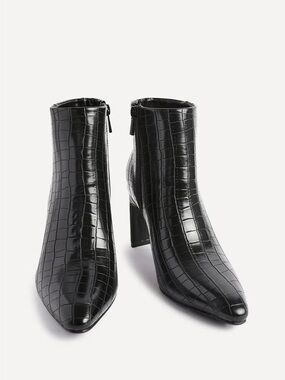 Linzi BROWN Croc-Embossed Pointed Toe Ankle Boots (see pics)